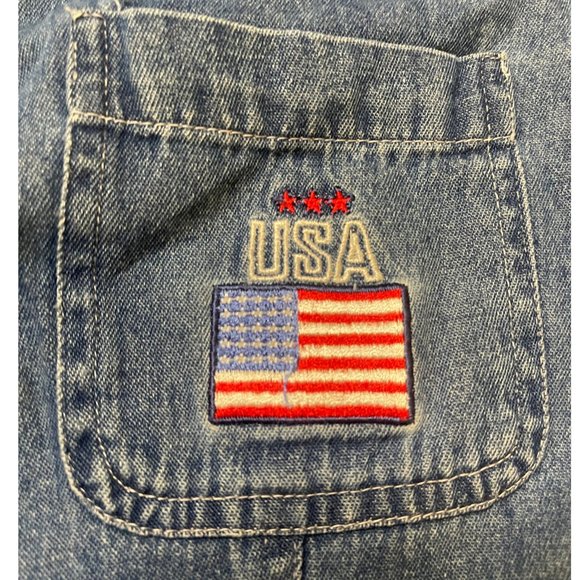 VTG Disney Womens Mickey Mouse Denim USA Flag Jean Vest Size Large Sleeveless - Picture 3 of 6